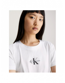 T-shirt slim logo blanc femme - Calvin Klein Jeans