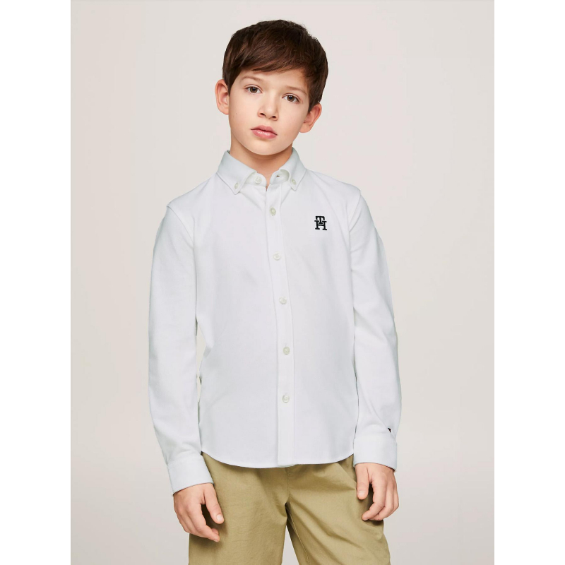 Chemise stretch monogram blanc enfant - Tommy Hilfiger