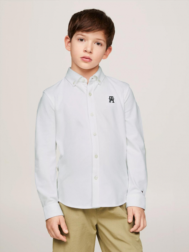 Chemise stretch monogram blanc enfant - Tommy Hilfiger