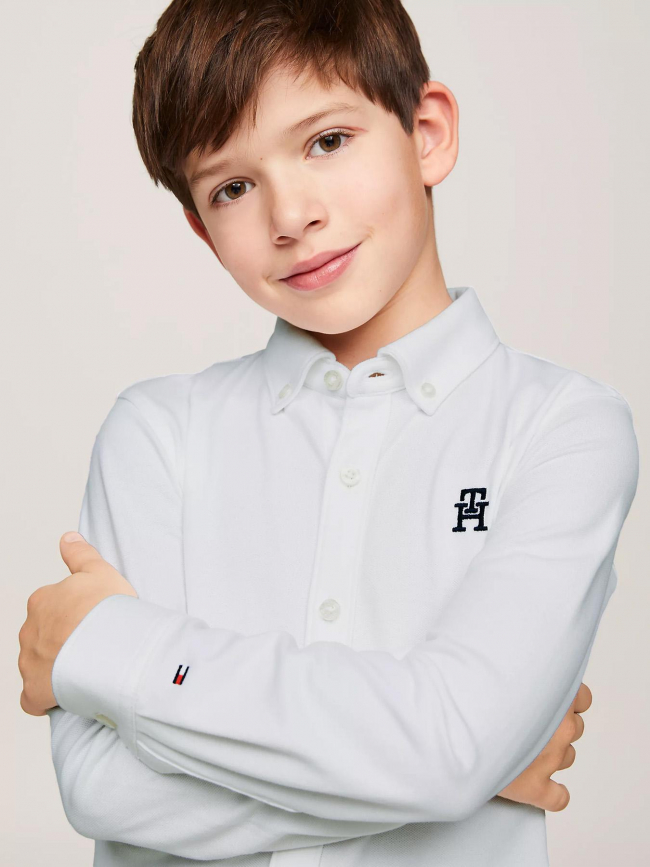 Chemise stretch monogram blanc enfant - Tommy Hilfiger