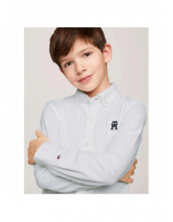 Chemise stretch monogram blanc enfant - Tommy Hilfiger