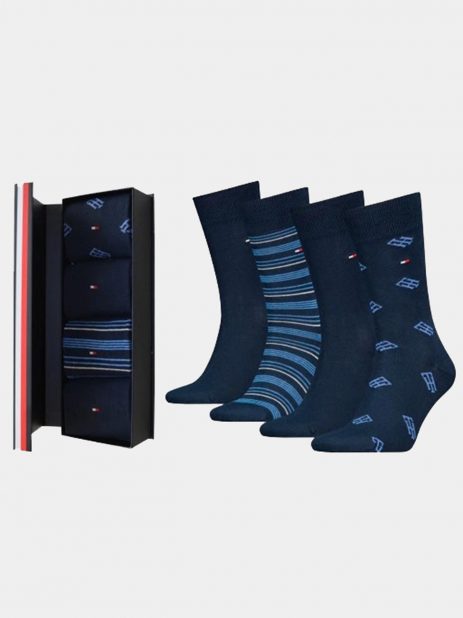 4 paires de chaussettes monogram bleu homme - Tommy Hilfiger