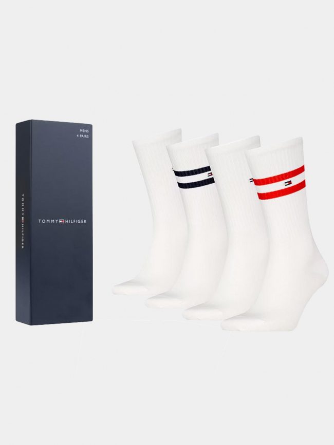 Pack de 4 paires de chaussettes blanc homme - Tommy Hilfiger