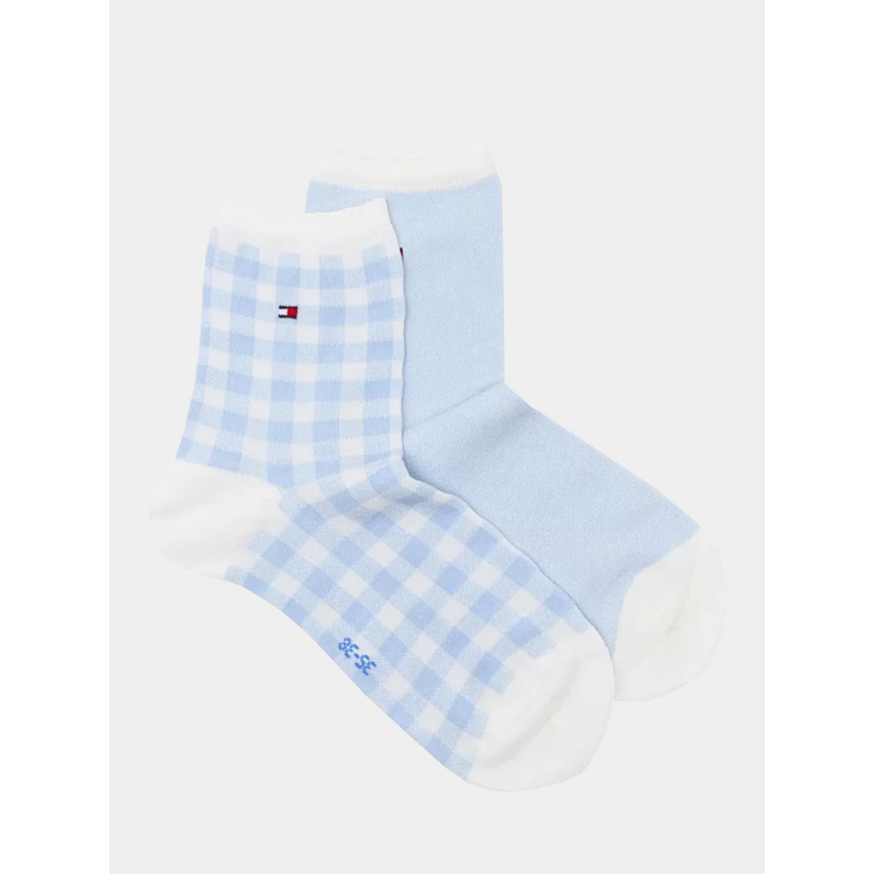 2 paires de chaussettes gingham bleu femme - Tommy Hilfiger