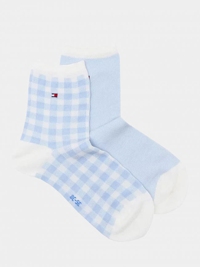 2 paires de chaussettes gingham bleu femme - Tommy Hilfiger