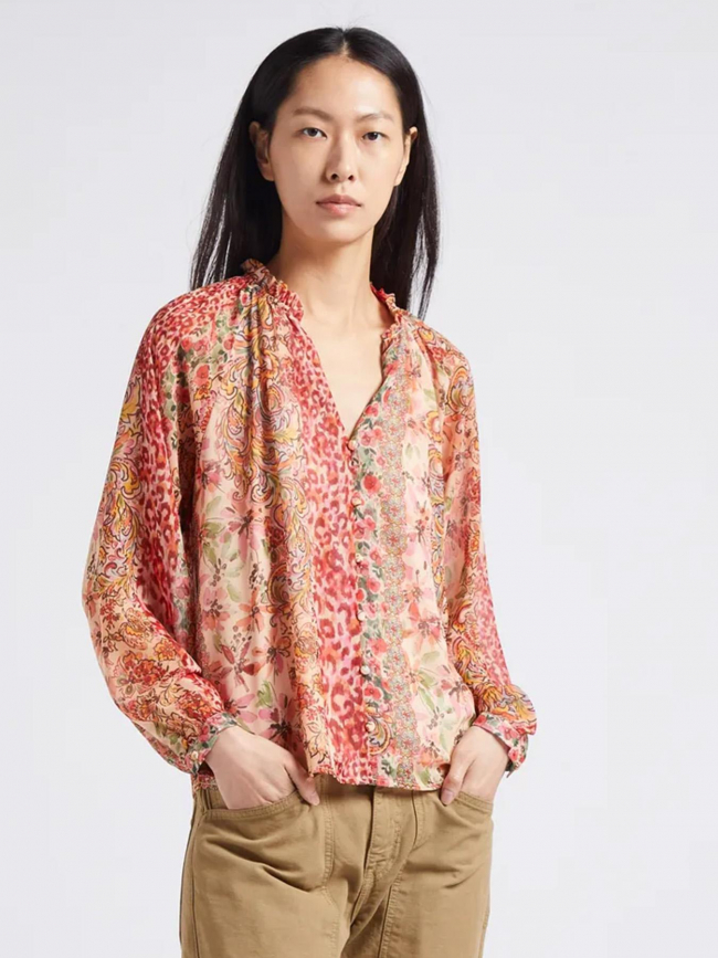 Blouse ample col v beila rose femme - La Petite Etoile