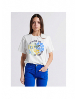 T-shirt tair imprimé floral écru femme - La Petite Etoile