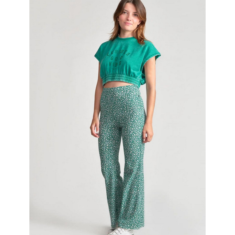 Pantalon fluide ample jayagi vert fille - Le Temps Des Cerises