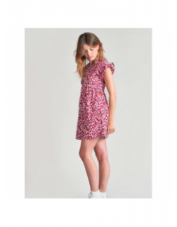 Robe minigi à motif violet fille - Le Temps Des Cerises