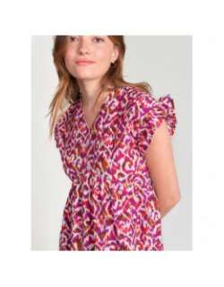 Robe minigi à motif violet fille - Le Temps Des Cerises