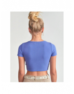 T-shirt crop yukongi bleu fille - Le Temps Des Cerises