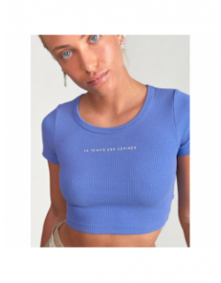 T-shirt crop yukongi bleu fille - Le Temps Des Cerises