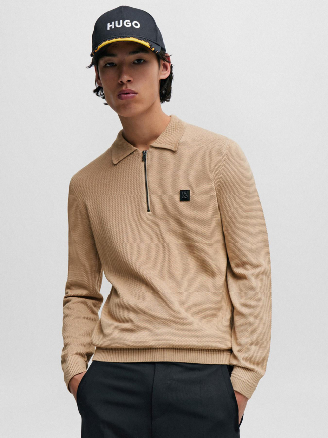 Pull col zippé sastor beige homme - Hugo