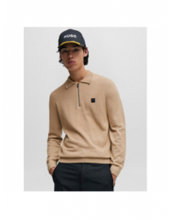 Pull col zippé sastor beige homme - Hugo