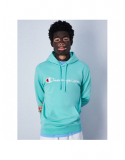 Sweat à capuche uni logo bleu turquoise homme - Champion