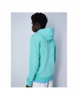 Sweat à capuche uni logo bleu turquoise homme - Champion