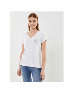 T-shirt col v merima imprimé coeur blanc femme - Pieces