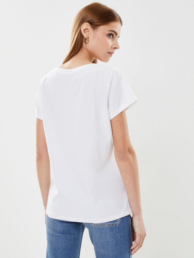 T-shirt col v merima imprimé coeur blanc femme - Pieces