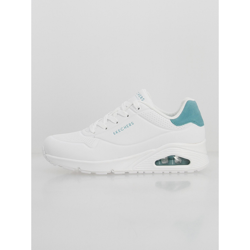 Baskets uno pop back blanc vert femme - Skechers