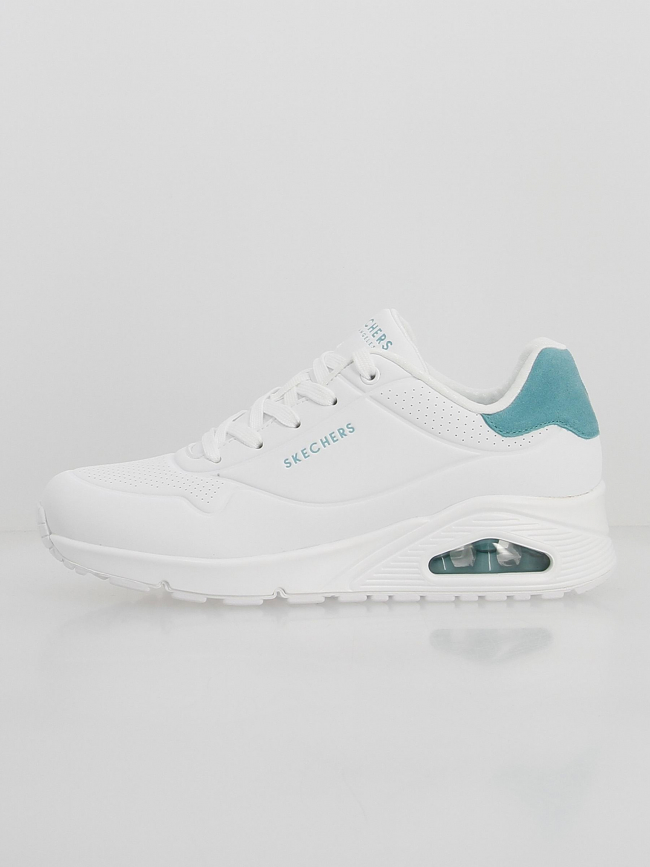 Baskets uno pop back blanc vert femme - Skechers