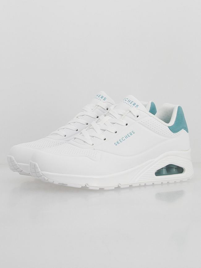 Baskets uno pop back blanc vert femme - Skechers