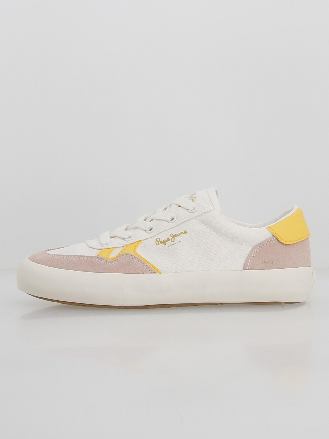 Baskets en toile travis brit blanc rose jaune femme - Pepe Jeans