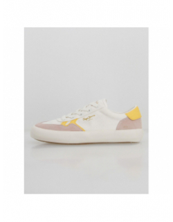 Baskets en toile travis brit blanc rose jaune femme - Pepe Jeans