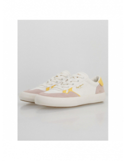 Baskets en toile travis brit blanc rose jaune femme - Pepe Jeans