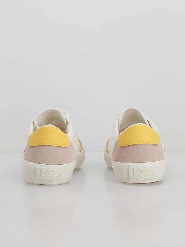 Baskets en toile travis brit blanc rose jaune femme - Pepe Jeans