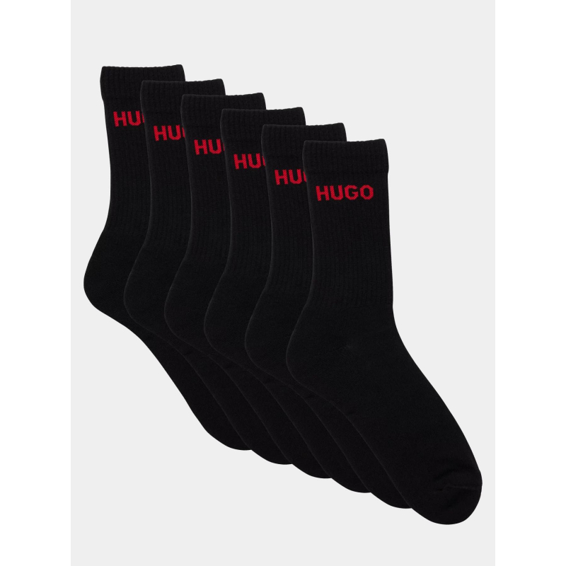 Pack 6 paires de chaussettes hautes rib noir - Hugo