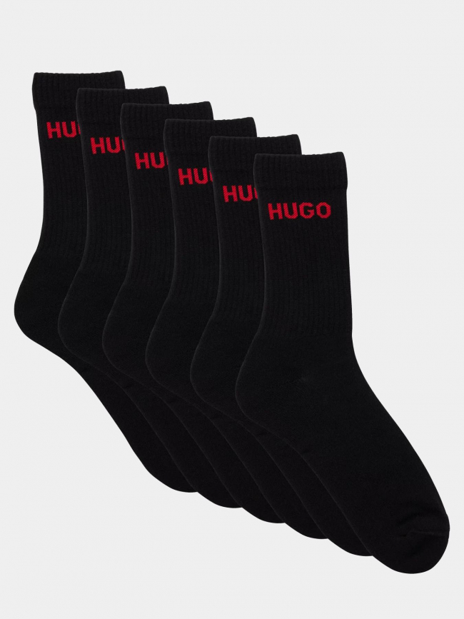 Pack 6 paires de chaussettes hautes rib noir - Hugo