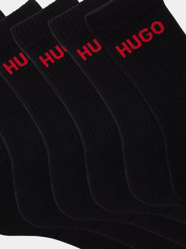 Pack 6 paires de chaussettes hautes rib noir - Hugo