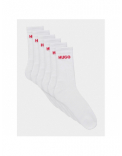 Pack 6 paires de chaussettes hautes rib blanc - Hugo