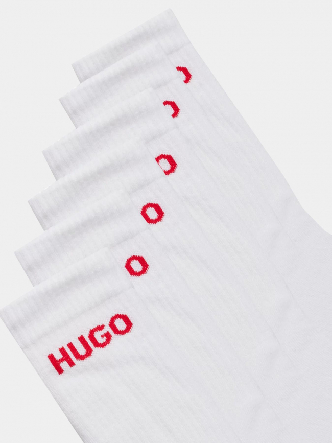 Pack 6 paires de chaussettes hautes rib blanc - Hugo