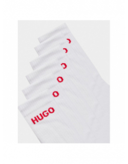 Pack 6 paires de chaussettes hautes rib blanc - Hugo