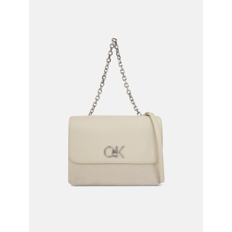 Sac bandoulière re-lock double guset beige femme - Calvin Klein