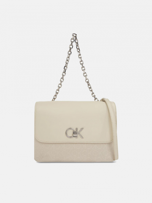 Sac bandoulière re-lock double guset beige femme - Calvin Klein