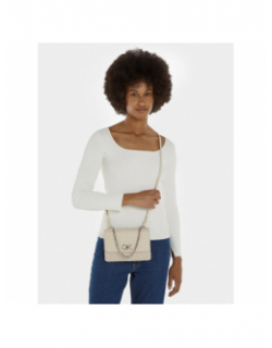 Sac bandoulière re-lock double guset beige femme - Calvin Klein