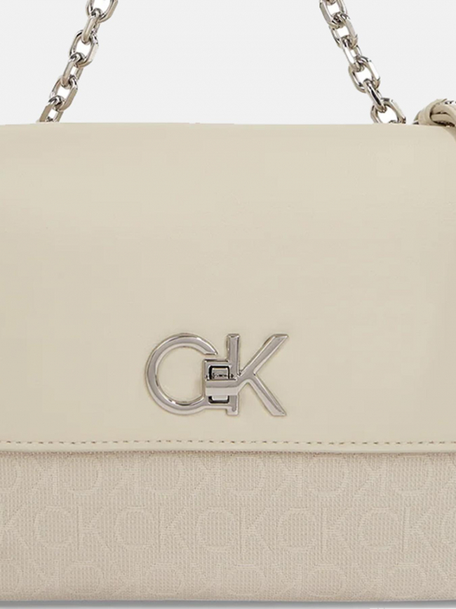 Sac bandoulière re-lock double guset beige femme - Calvin Klein