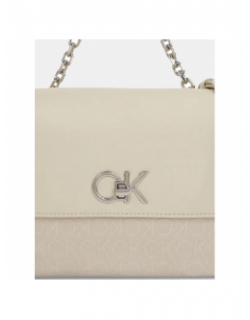 Sac bandoulière re-lock double guset beige femme - Calvin Klein