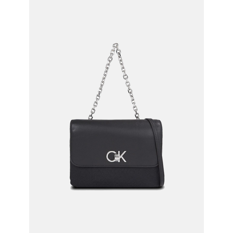 Sac bandoulière re-lock double guset noir femme - Calvin Klein