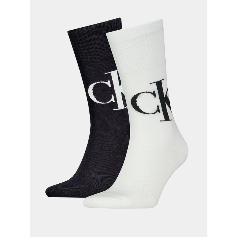 Pack 2 paires de chaussettes logo blanc noir homme - Calvin Klein