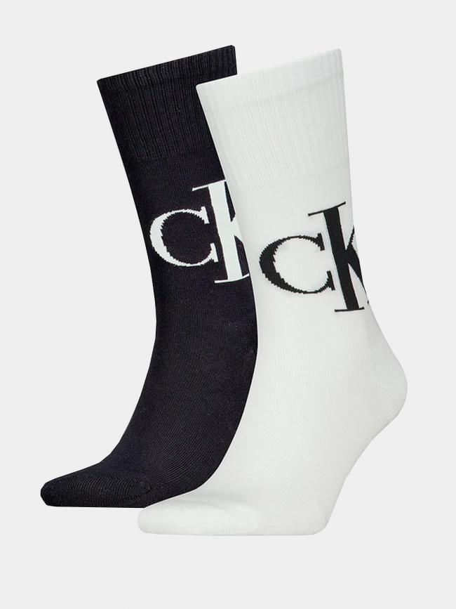 Pack 2 paires de chaussettes logo blanc noir homme - Calvin Klein