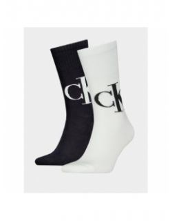 Pack 2 paires de chaussettes logo blanc noir homme - Calvin Klein