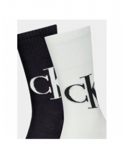 Pack 2 paires de chaussettes logo blanc noir homme - Calvin Klein