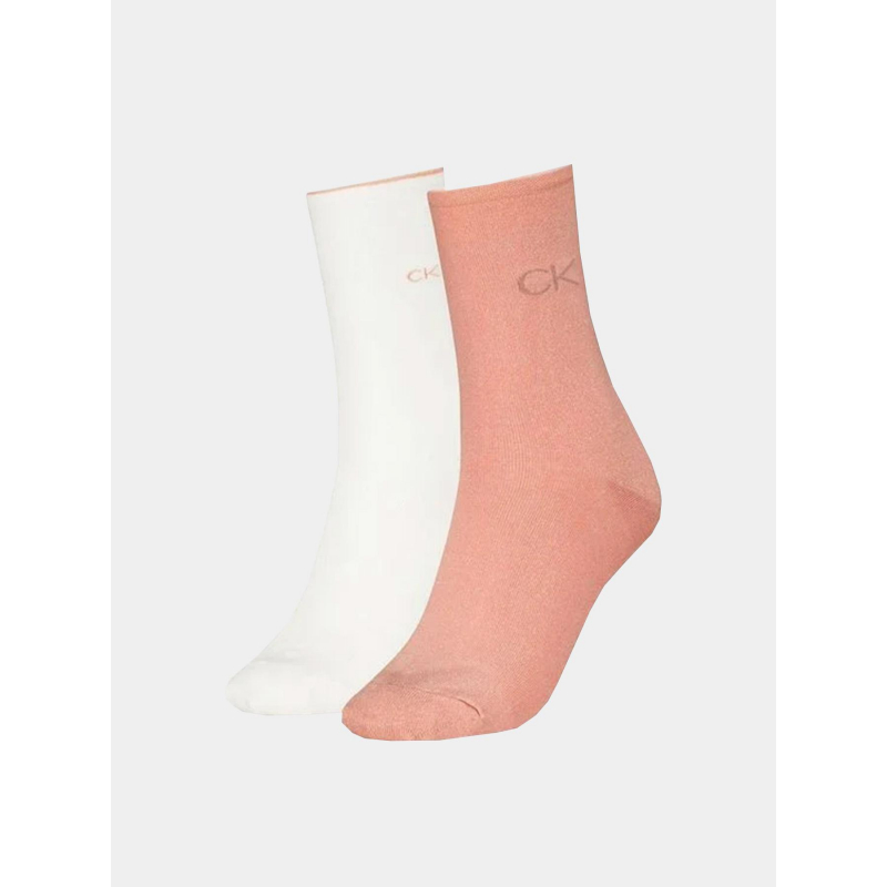 2 paires de chaussettes iridescent rose blanc femme - Calvin Klein