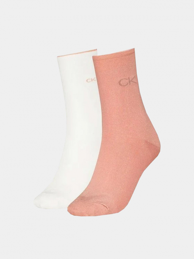 2 paires de chaussettes iridescent rose blanc femme - Calvin Klein