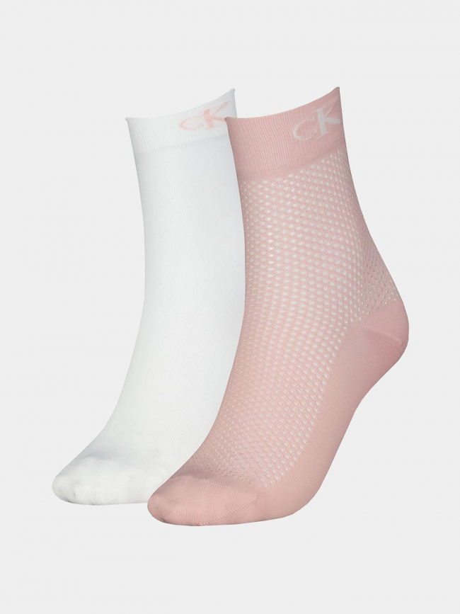 2 paires de chaussettes modern rose blanc femme - Calvin Klein Jeans