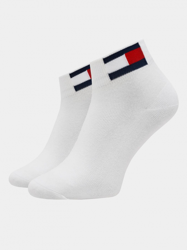 Pack 2 paires de chaussettes quarter flag blanc homme - Tommy Jeans