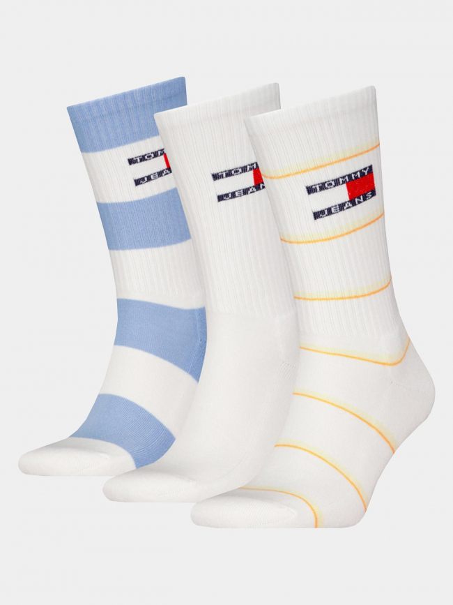 Pack 3 paires de chaussettes hautes rib blanc homme - Tommy Jeans